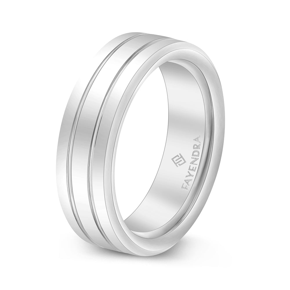 Tungsten Carbide Wedding Ring Rhodium Plated For Men