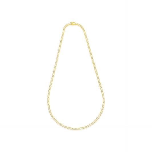 Sterling Silver 925 Necklace Golden Plated Embedded With White Zircon