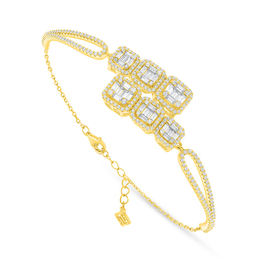 Sterling Silver 925 Bracelet Golden Plated Embedded With White Zircon