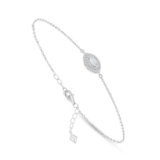 Sterling Silver 925 Bracelet Rhodium Plated Embedded With White Zircon