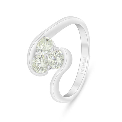 Sterling Silver 925 Ring Rhodium Plated  Embedded With Yellow Diamond And White Zircon