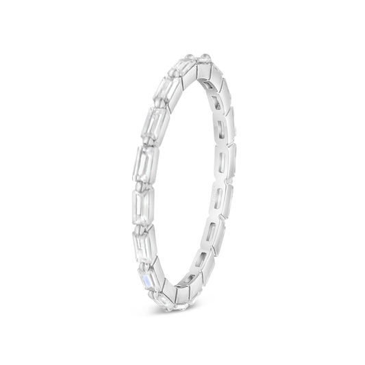 Sterling Silver 925 Ring Rhodium Plated Embedded With White Zircon