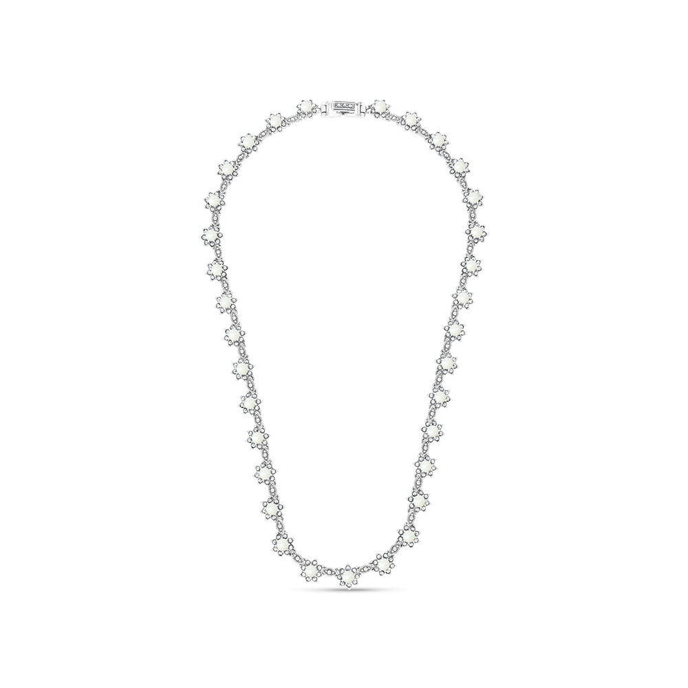 Sterling Silver 925 Set Embedded With Natural White Shell And Marcasite Stones
