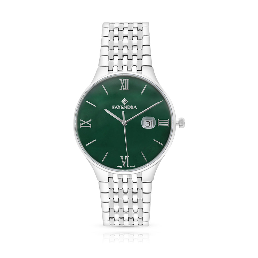 Stainless Steel 316 Watch Silver Color For Men - GREEN MOP DIAL