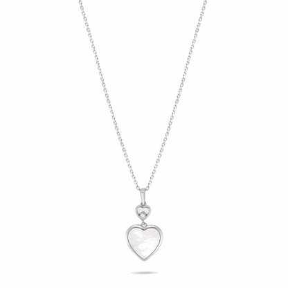 Sterling Silver 925 Necklace Rhodium Plated Embedded With white shell And White Zircon
