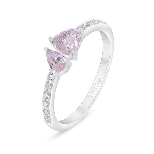 خاتم من الفضة الخالصة عيار 925 مطلي روديوم مرصع زركون بنك و فص ابيض