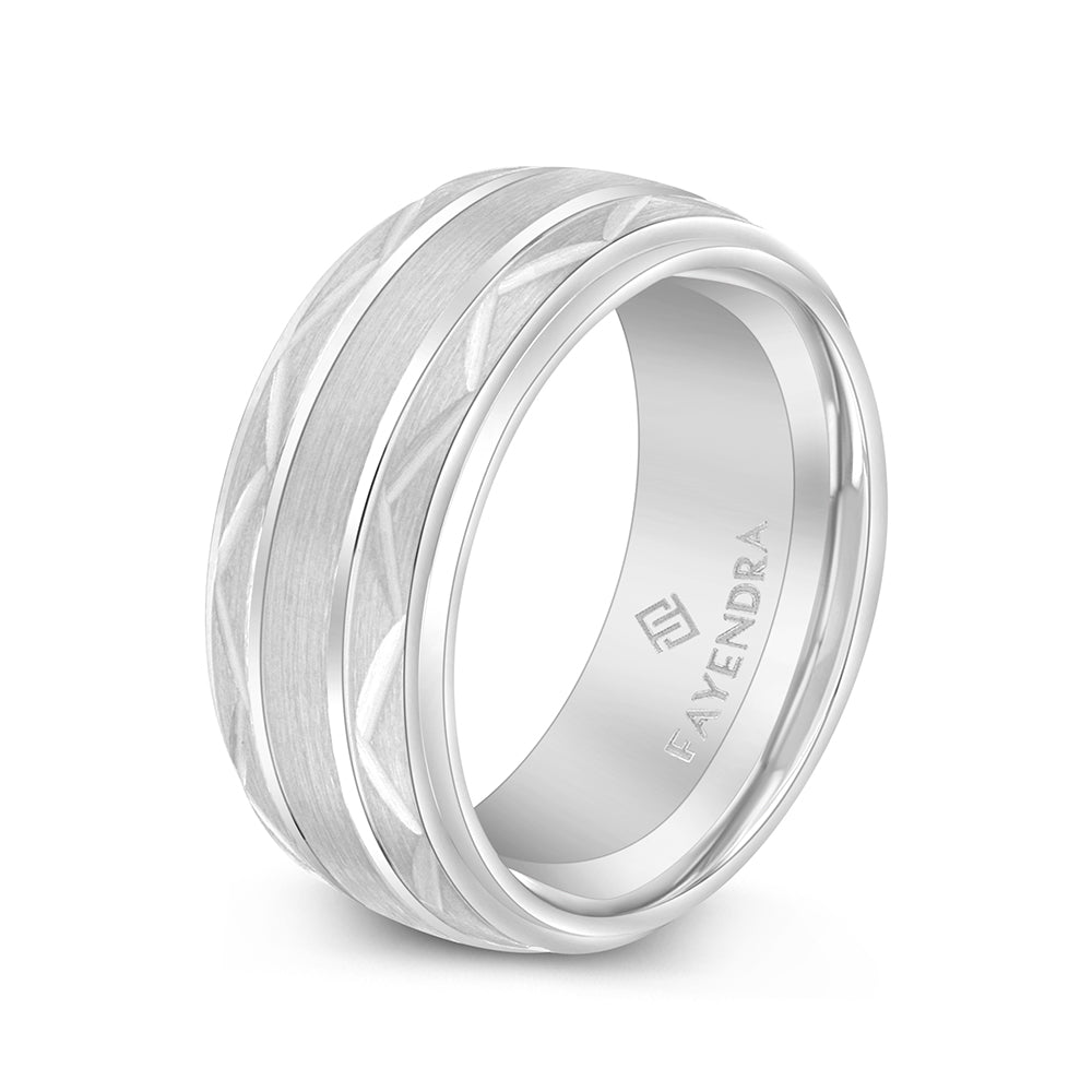 Tungsten Carbide Wedding Ring Rhodium Plated For Men