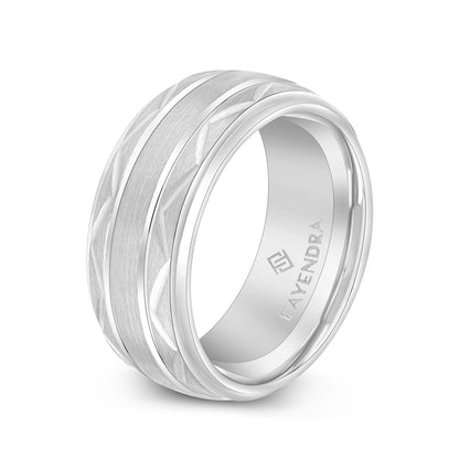 Tungsten Carbide Wedding Ring Rhodium Plated For Men