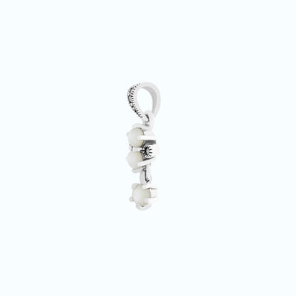 Sterling Silver 925 Pendant Embedded With Natural White Shell And Marcasite Stones