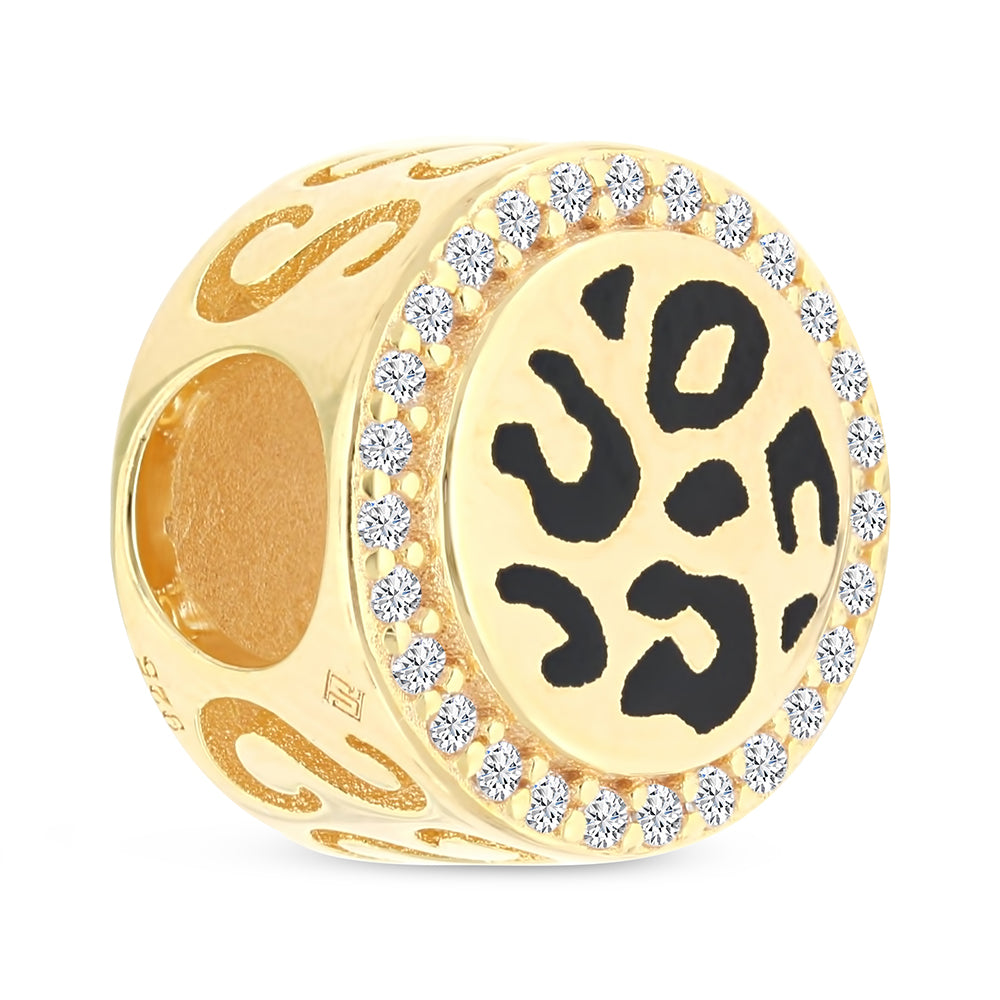 Sterling Silver 925 CHARM Gold Plated Embedded With White CZ