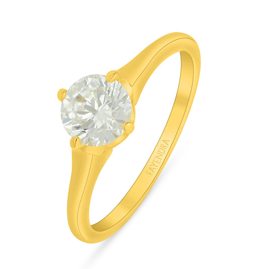 Sterling Silver 925 Ring Golden Plated Embedded With Diamond Zircon