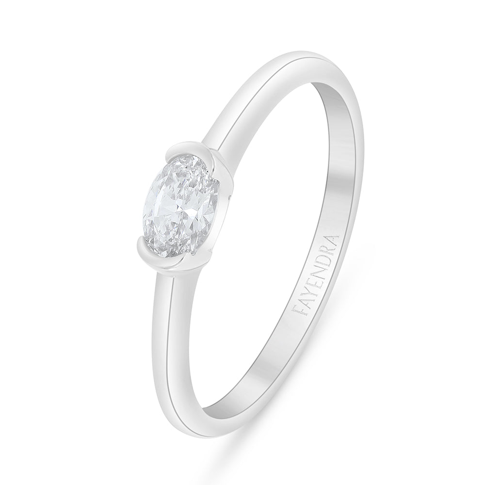 Sterling Silver 925 Ring Rhodium Plated Embedded With White Zircon