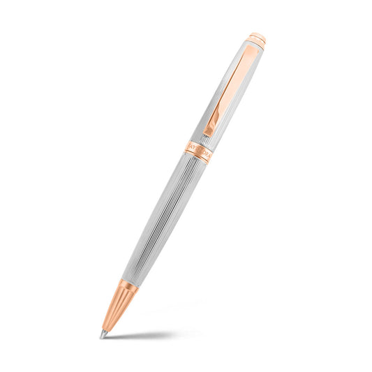 Fayendra Pen Silver And Rose Golden Plated Embedded With Calligraphy Engraving