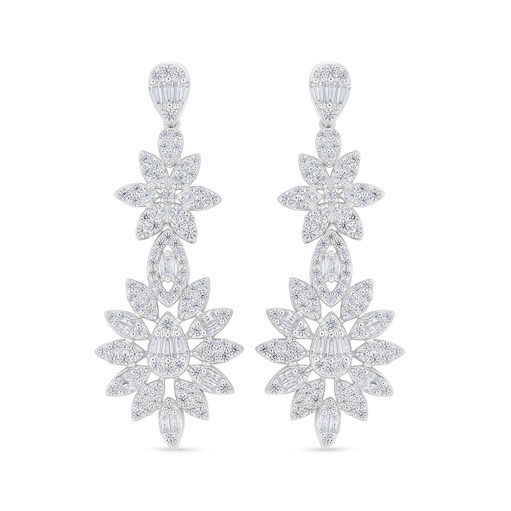 Sterling Silver 925 Set Rhodium Plated Embedded With White Zircon