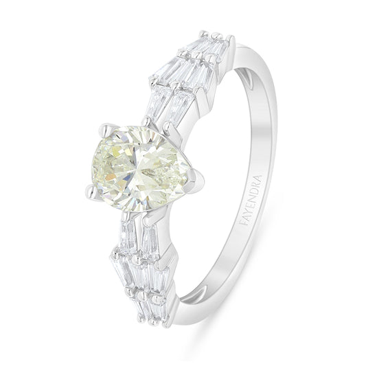 Sterling Silver 925 Ring Rhodium Plated Embedded With Diamond Zircon And White Zircon
