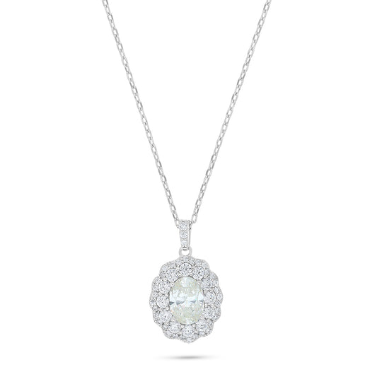 Sterling Silver 925 Necklace Rhodium Plated Embedded With Diamond Zircon And White Zircon