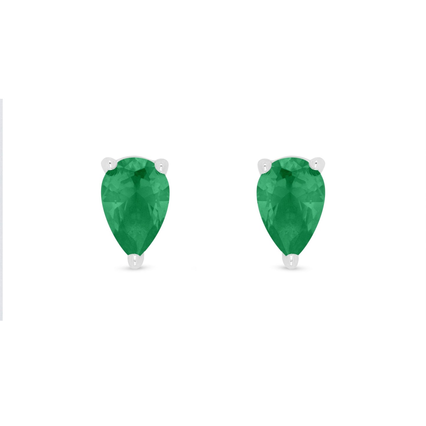 Sterling Silver 925 Earring Rhodium Plated Embedded With Emerald Zircon And White Zircon