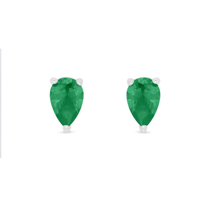 Sterling Silver 925 Earring Rhodium Plated Embedded With Emerald Zircon And White Zircon