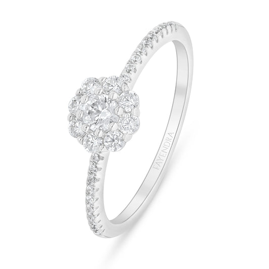 Sterling Silver 925 Ring Rhodium Plated Embedded With Diamond Zircon And White Zircon