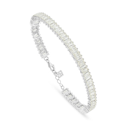 Sterling Silver 925 Bracelet Rhodium Plated Embedded With Diamond Zircon