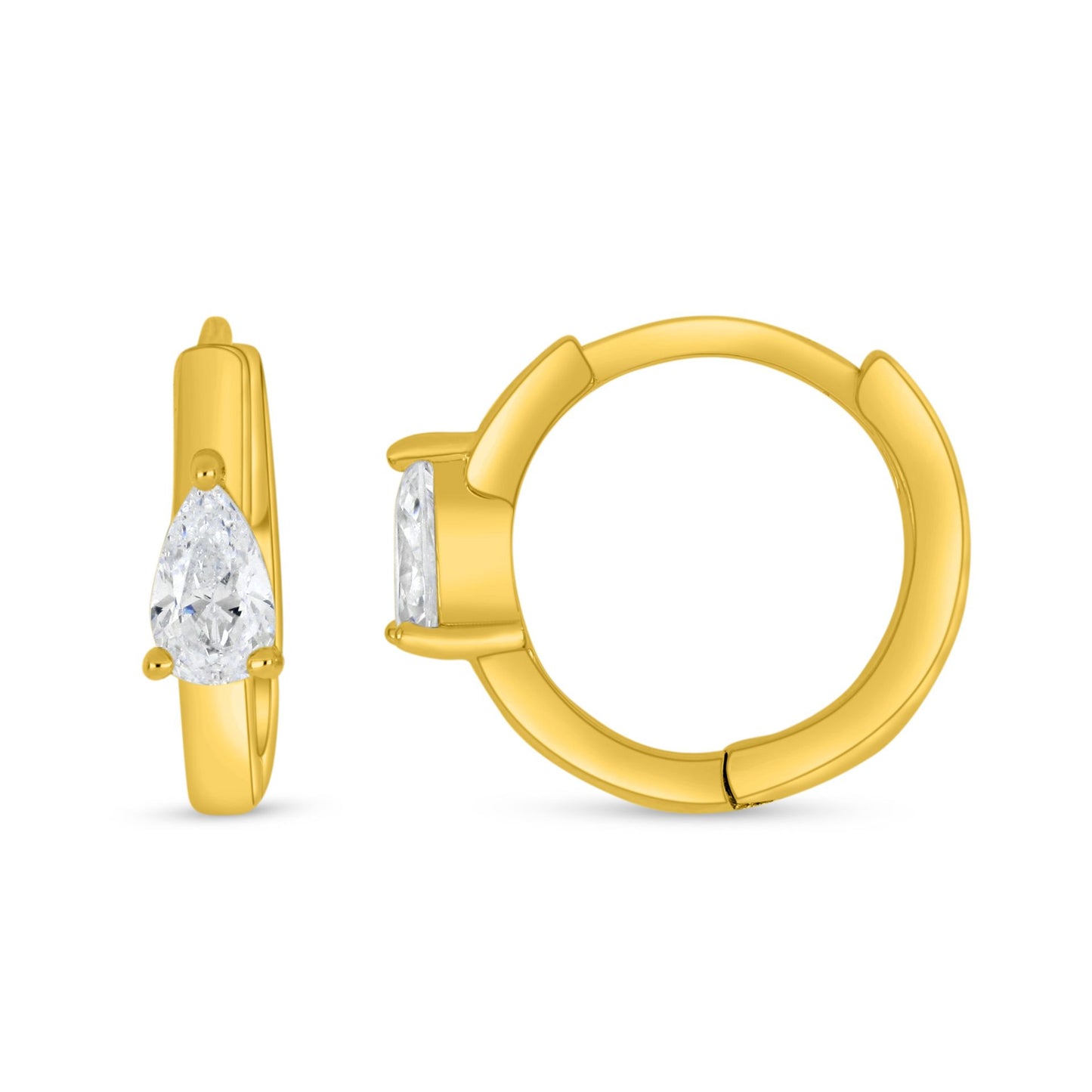 Sterling Silver 925 Earring Golden Plated Embedded With White Zircon