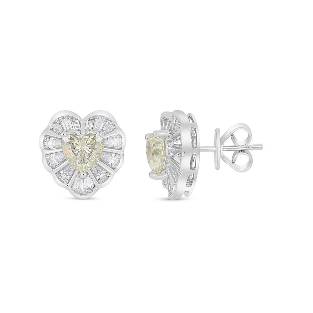 Sterling Silver 925 Earring Rhodium Plated Embedded With Diamond Zircon And White Zircon