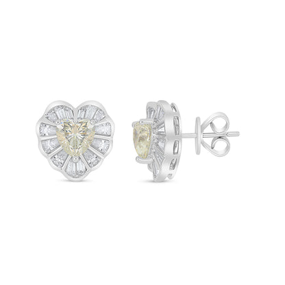 Sterling Silver 925 Earring Rhodium Plated Embedded With Diamond Zircon And White Zircon