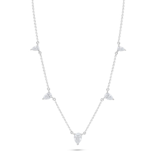 Sterling Silver 925 Necklace Rhodium Plated Embedded With White Zircon