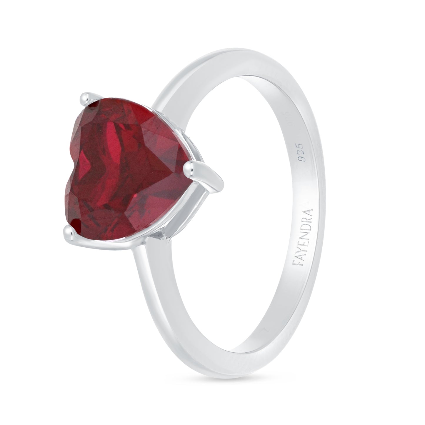 Sterling Silver 925 Ring Rhodium Plated Embedded With Ruby Corundum