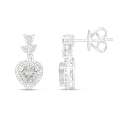 Sterling Silver 925 Earring Rhodium Plated Embedded With Diamond Zircon And White Zircon