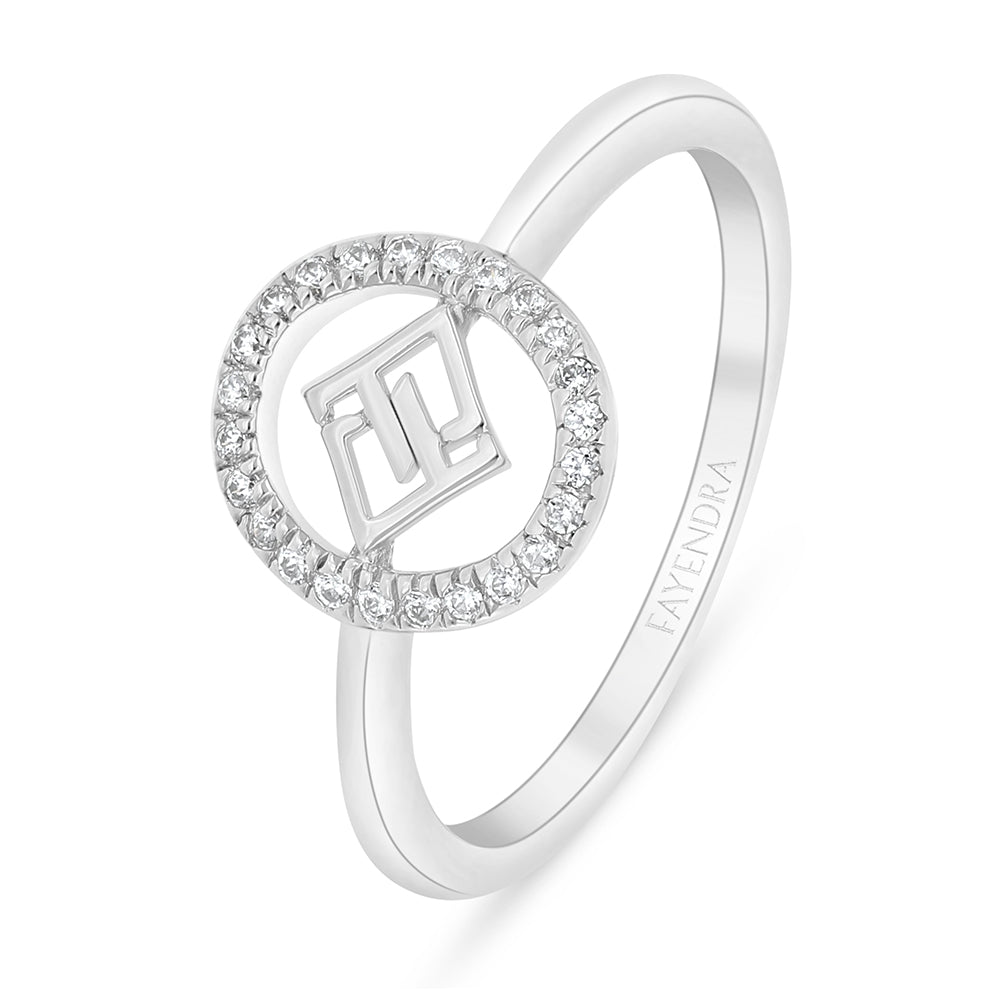 Sterling Silver 925 Ring Rhodium Plated Embedded With White Zircon