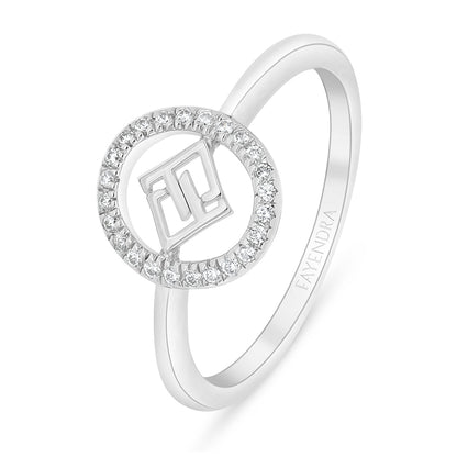 Sterling Silver 925 Ring Rhodium Plated Embedded With White Zircon
