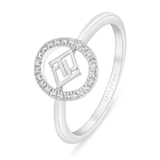 Sterling Silver 925 Ring Rhodium Plated Embedded With White Zircon