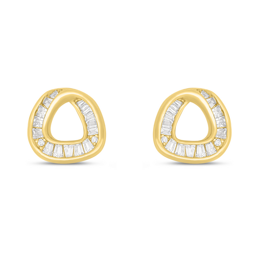 Sterling Silver 925 Earring Golden Plated Embedded With White Zircon