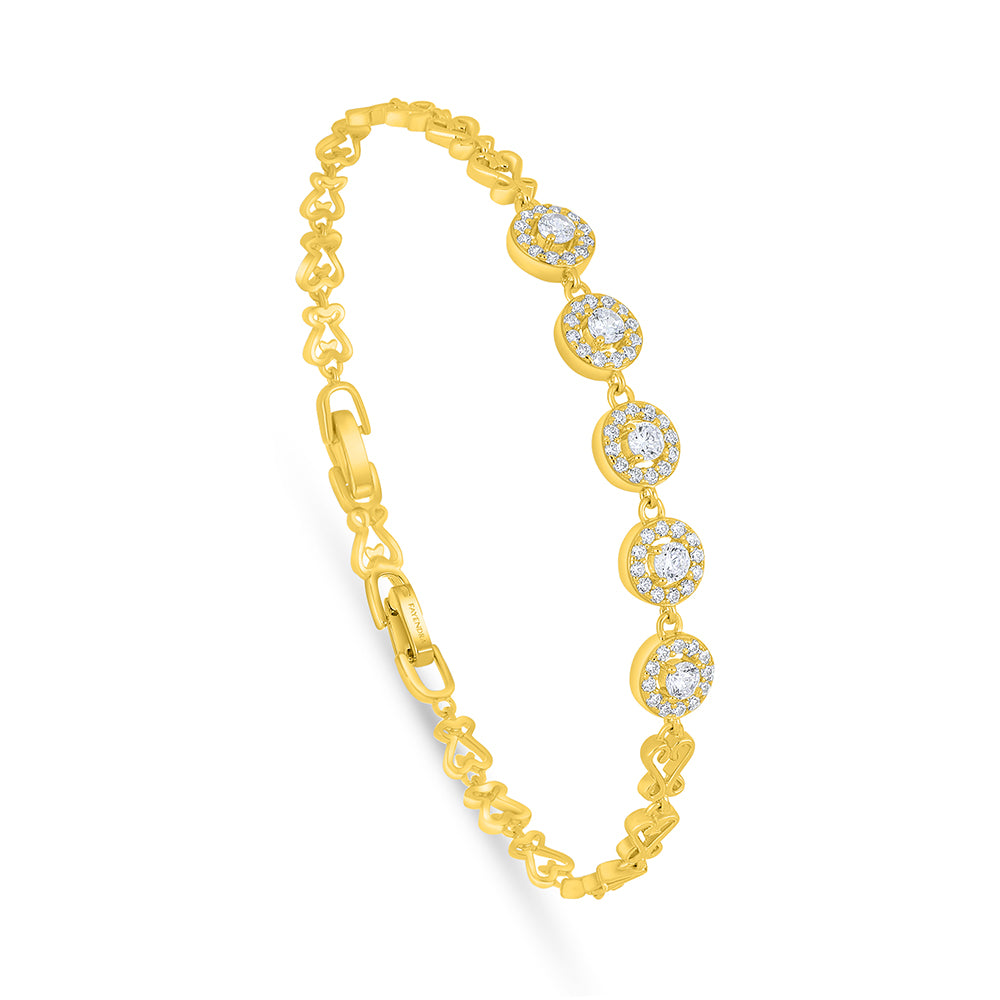 Sterling Silver 925 Bracelet Golden Plated Embedded With White Zircon
