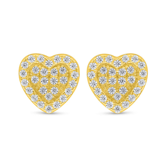 Sterling Silver 925 Earring Golden Plated Embedded With  White Zircon