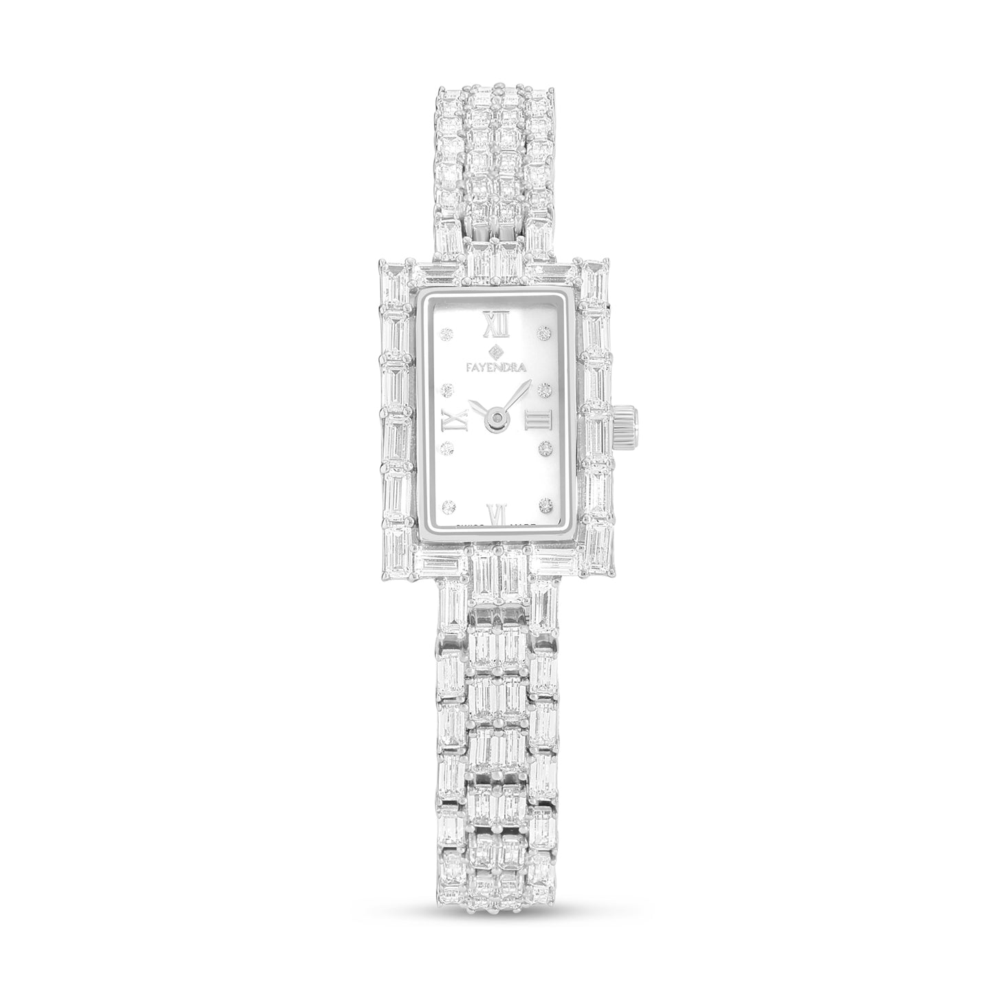 Stainless Steel 316L Watch Silver Color Embedded With White Zircon - WHITE MOP DIAL