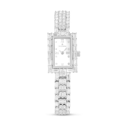 Stainless Steel 316L Watch Silver Color Embedded With White Zircon - WHITE MOP DIAL