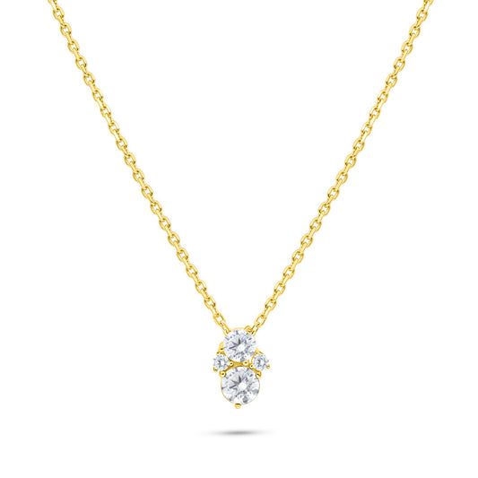 Sterling Silver 925 Necklace Golden Plated Embedded With White Zircon