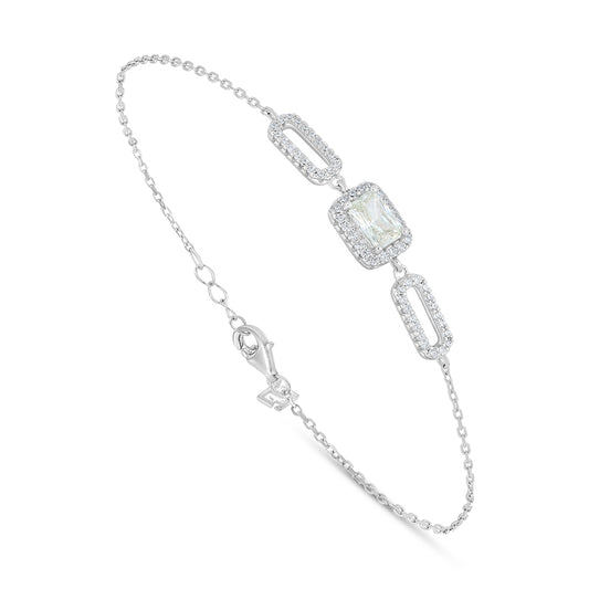 اسورة من الفضة الخالصة عيار 925 مطلية روديوم مرصعة بالزركون الكناري الالماسي و فص ابيض