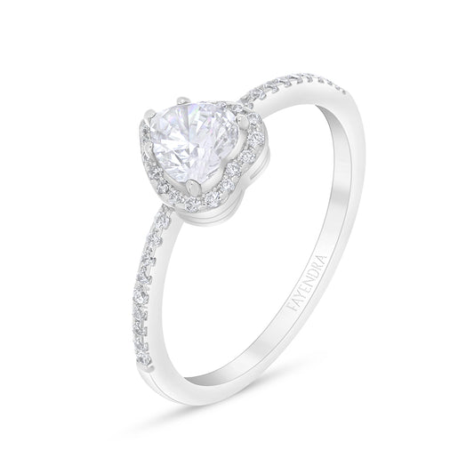 خاتم من الفضة الخالصة عيار 925 مطلي روديوم مرصع فص ابيض