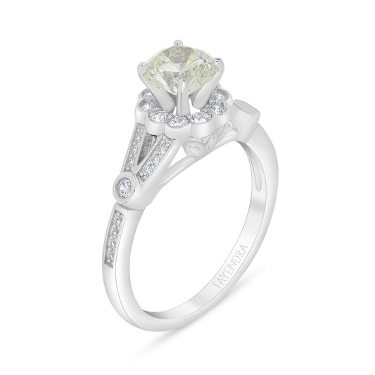 Sterling Silver 925 Ring Rhodium Plated Embedded With Diamond Zircon And White Zircon