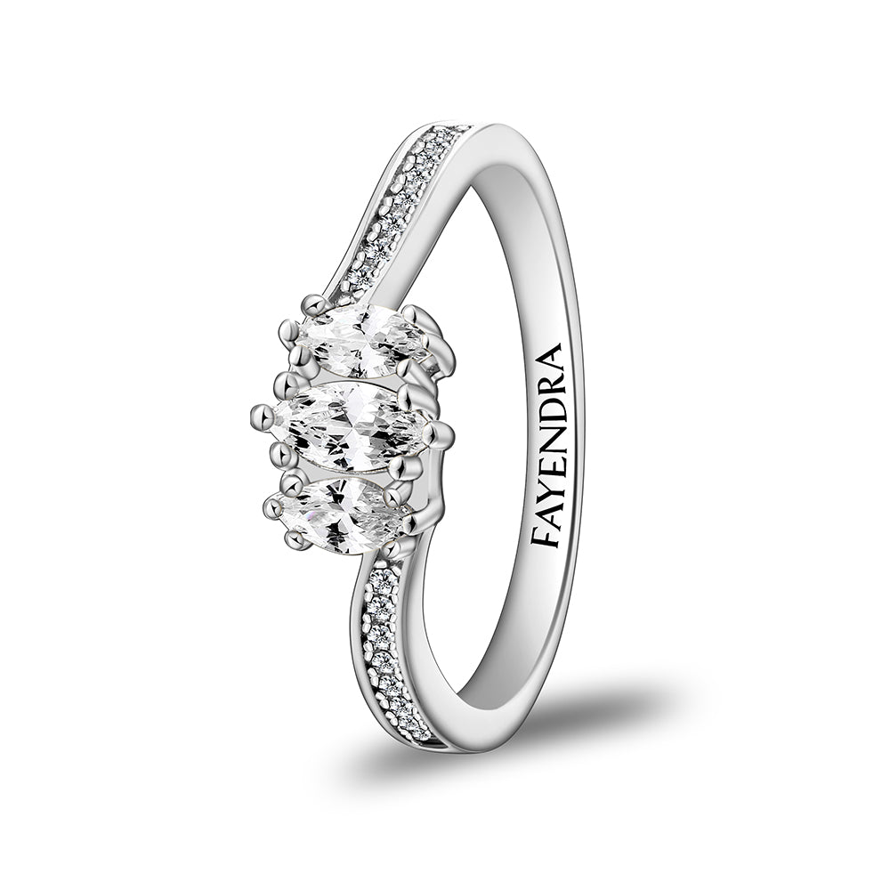 طقم من الفضة الخالصة عيار 925 مطلي روديوم مرصع فص ابيض