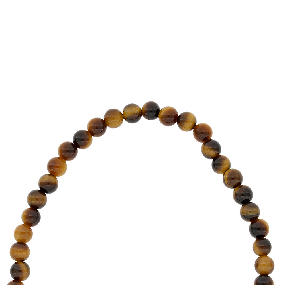 Rosary 99 Sterling Silver 925 Set Oxidized Embedded With Yellow Tiger Eye Bead 06 ML LOGO