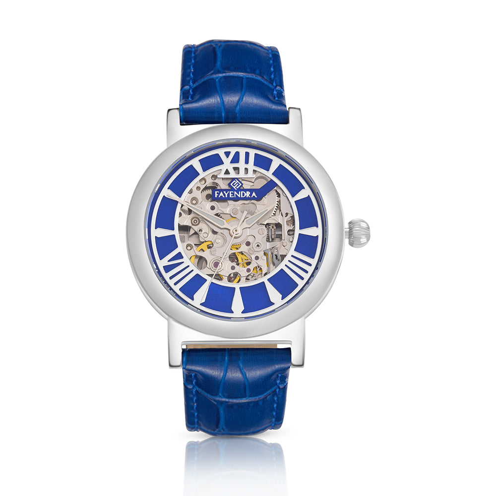 Stainless Steel 316L Watch Silver Color Blue Leather For Men - BLUE MOP DIAL