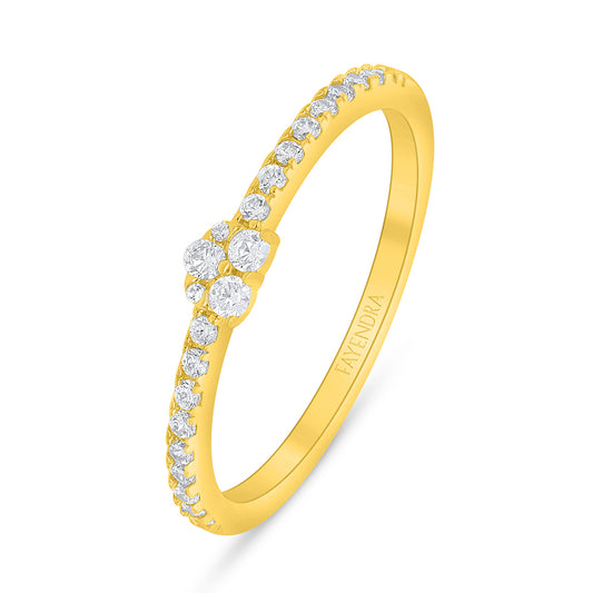 Sterling Silver 925 Ring Golden Plated Embedded With White Zircon