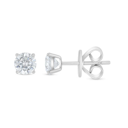 Sterling Silver 925 Earring Rhodium Plated Embedded With White Zircon