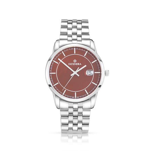 Stainless Steel 316L Watch Silver Color For Men - BROWN MOP DIAL