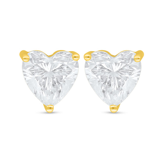 Sterling Silver 925 Earring Golden Plated Embedded With White Zircon