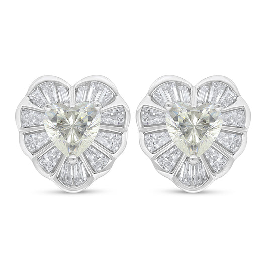 Sterling Silver 925 Earring Rhodium Plated Embedded With Diamond Zircon And White Zircon